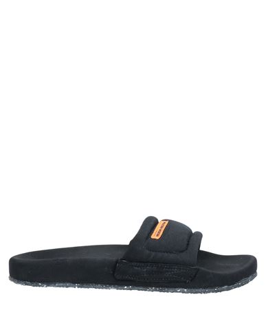 Heron Preston Man Sandals Black Size 8 Soft Leather, Textile fibers
