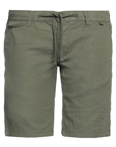 Impure Man Shorts & Bermuda Shorts Military green Size XXL Linen, Cotton