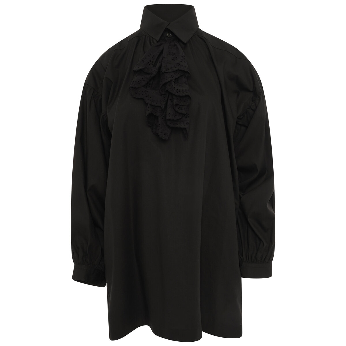 Jabot Necktie Shirt-dress S Black