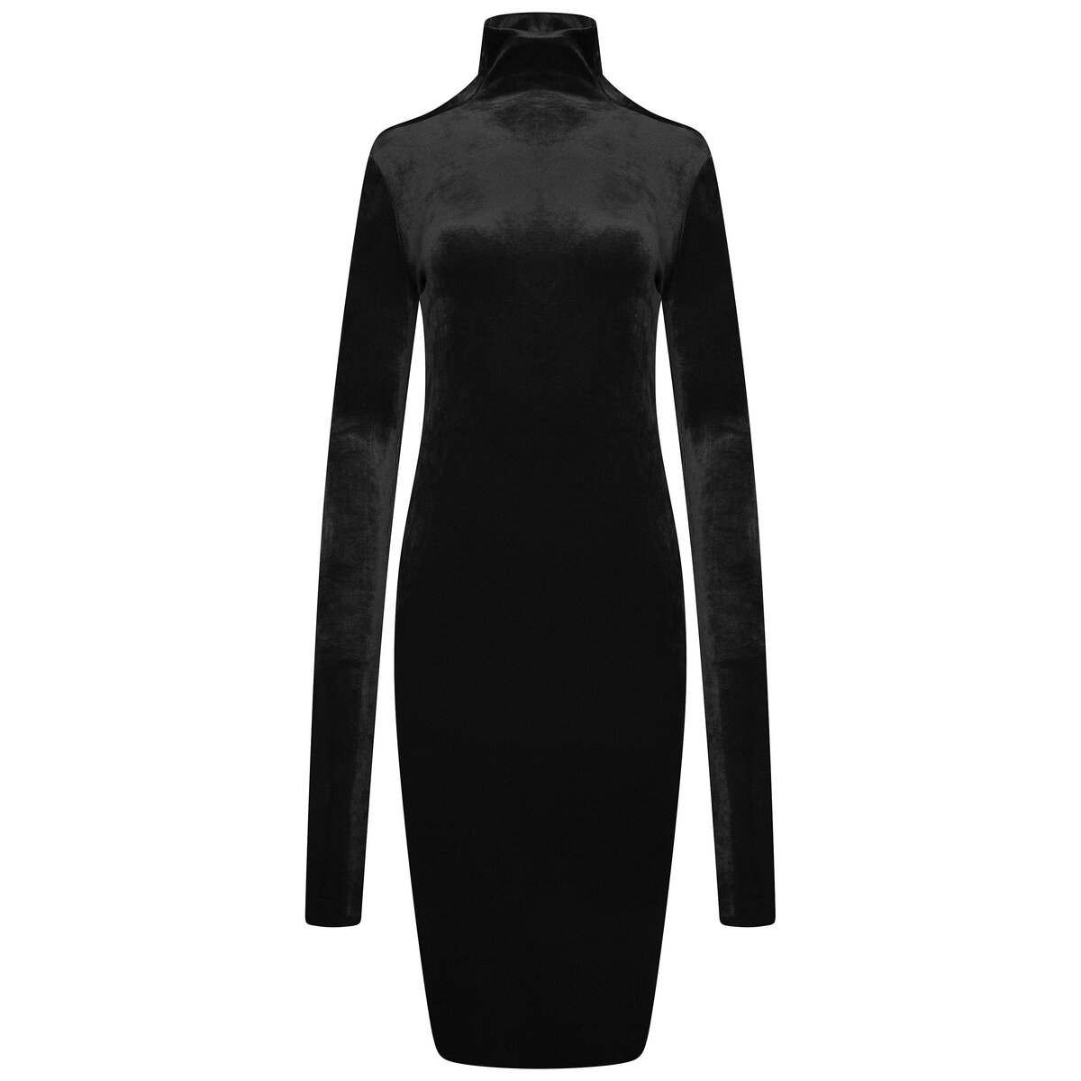 Lina High Neck Velvet Dress 42 Black