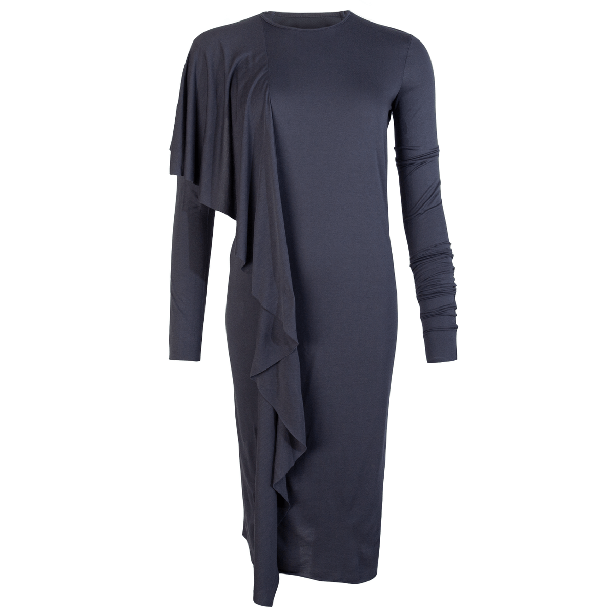 Long Sleeved Asymmetric Draped Dress Slate 40 Slate