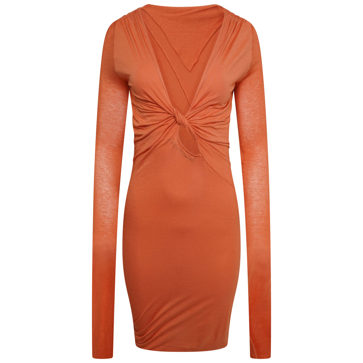 Long Sleeved Twist-detail Jade Dress 42 Tangerine
