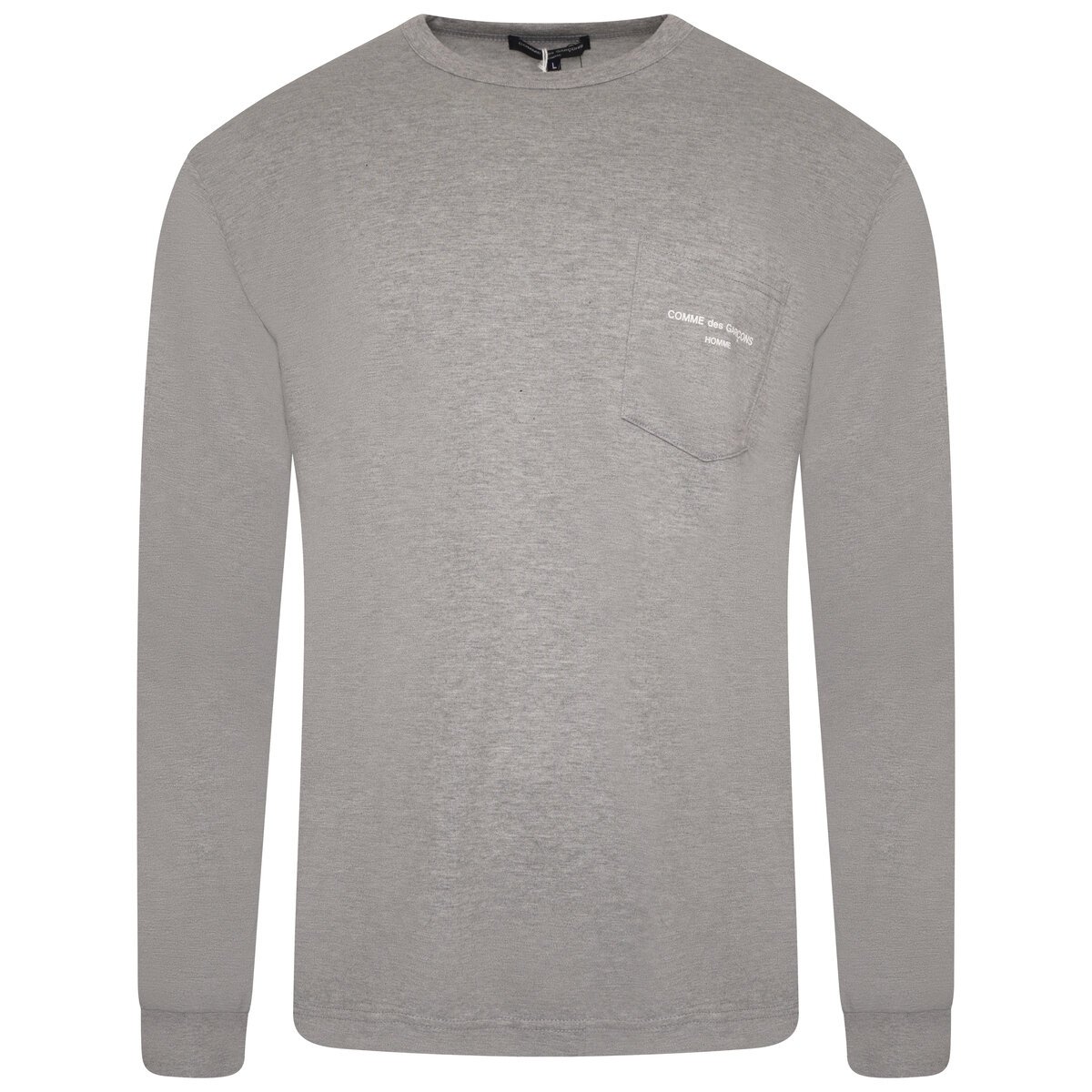 Long-sleeved Chest Logo Patch Pocket T-shirt M Grey