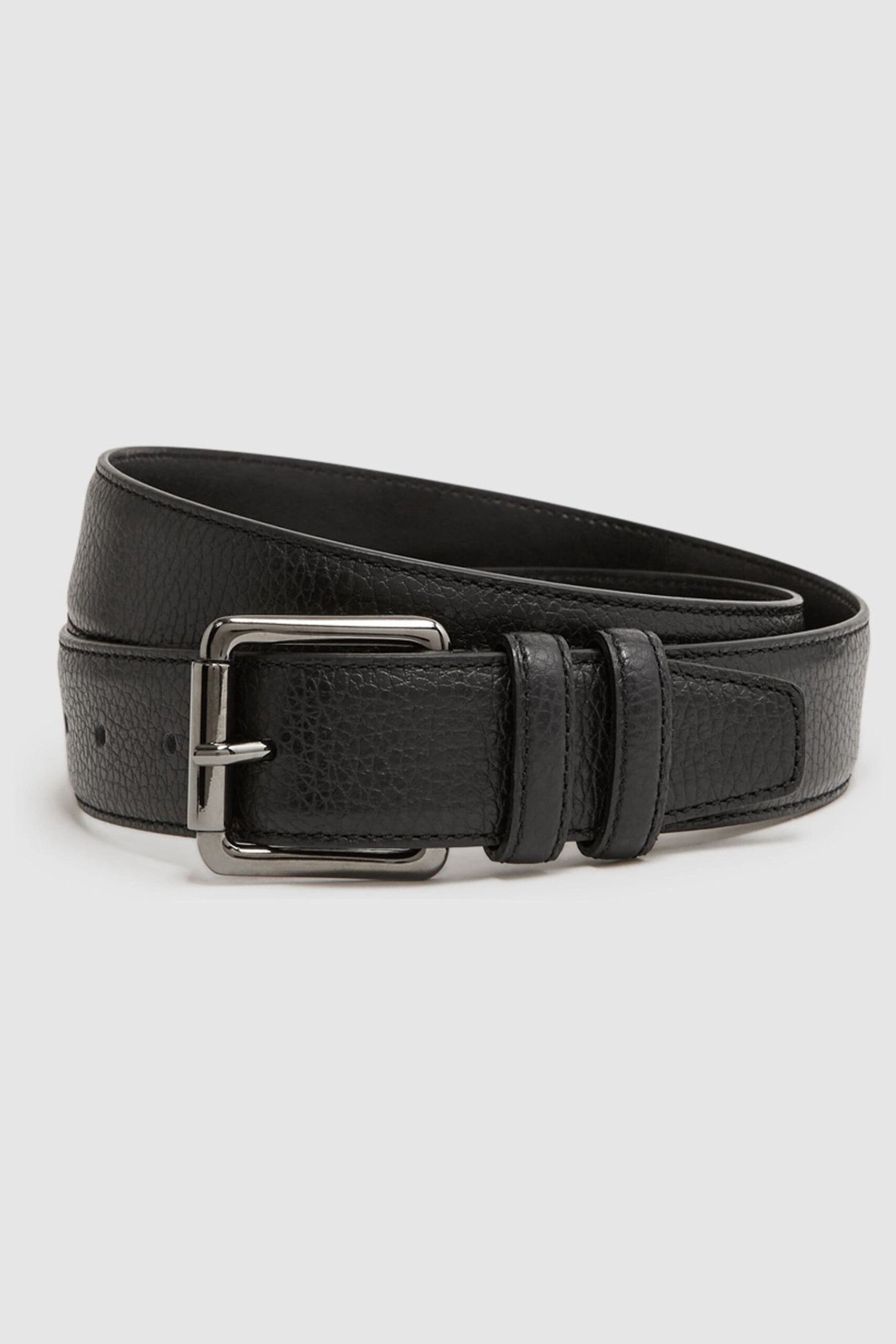 Lucas - Black Grained Leather Belt