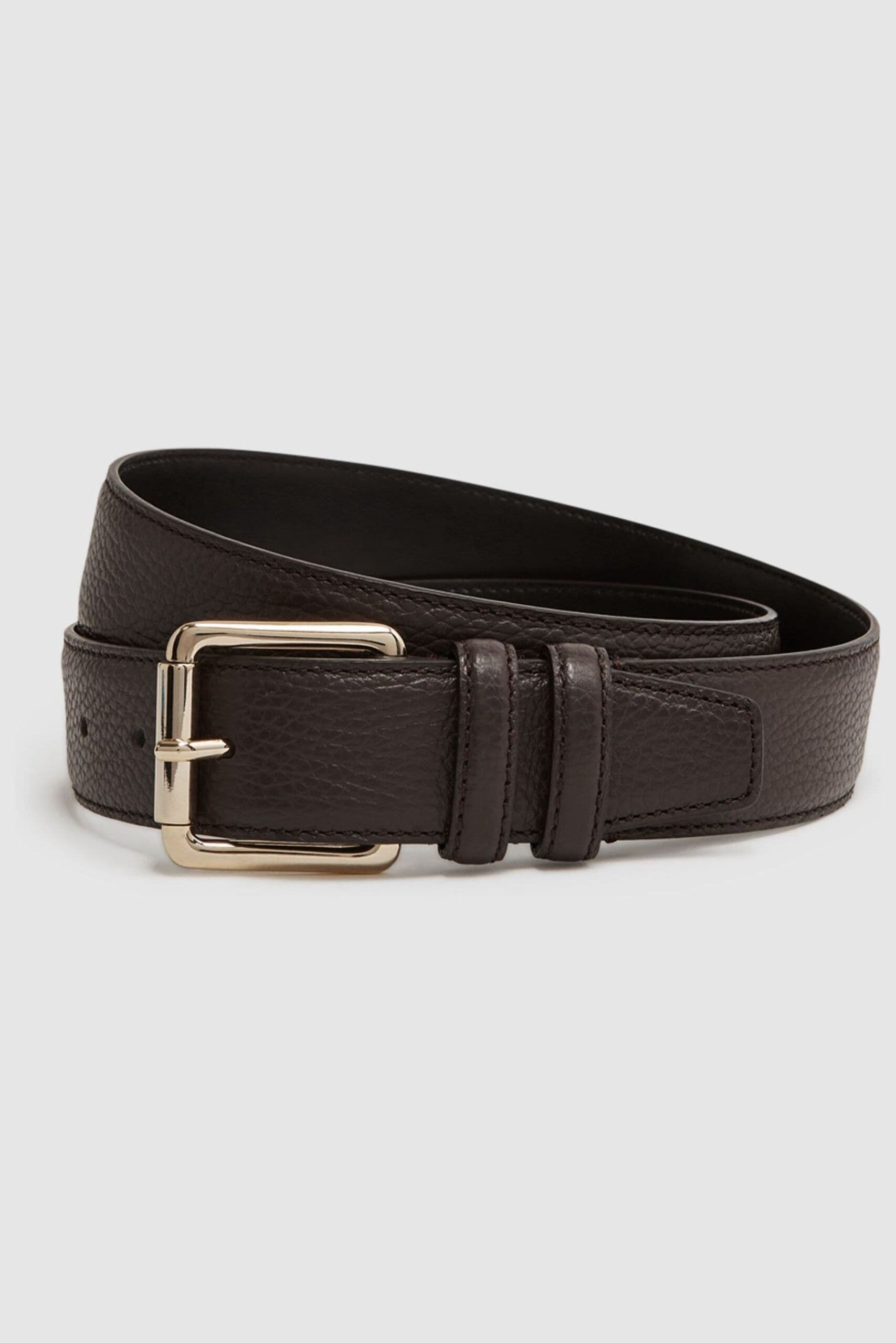 Lucas - Chocolate Grained Leather Belt