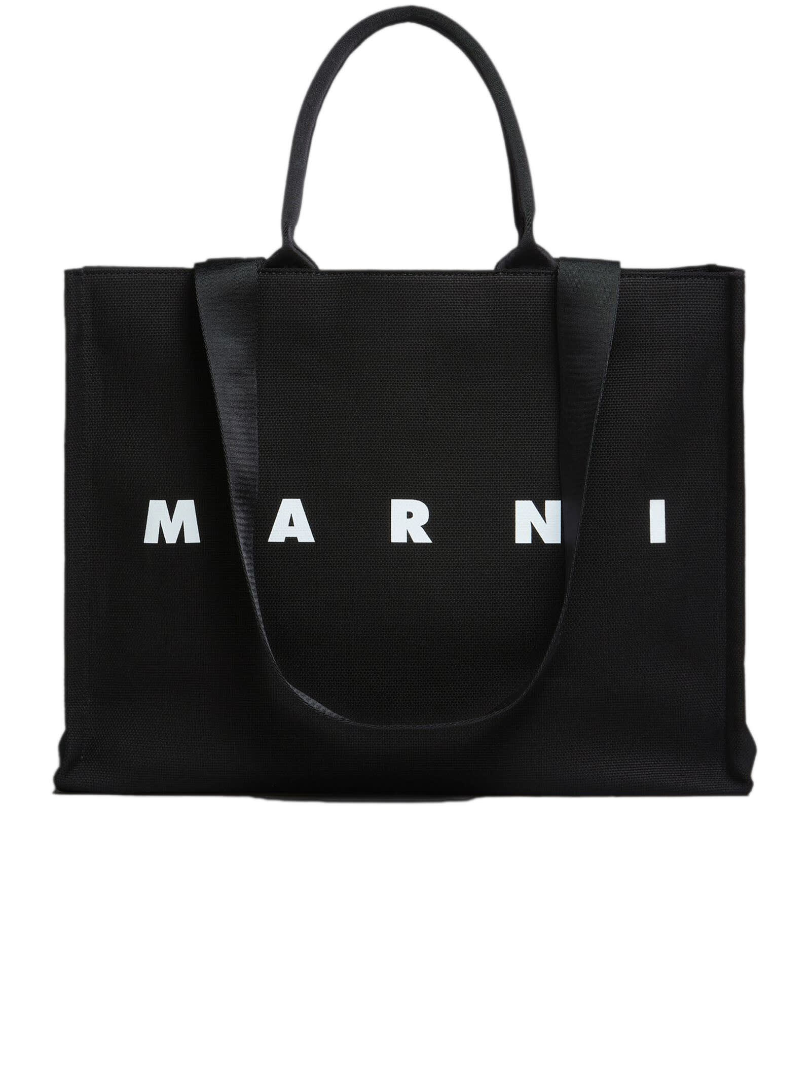 Marni Bey Tote Bag In Canvas With Logo Print