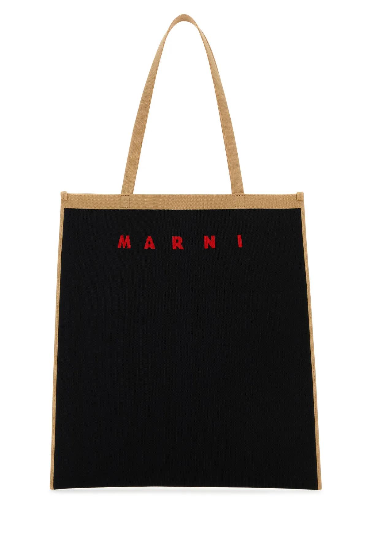 Marni Black Canvas Shopping Bag