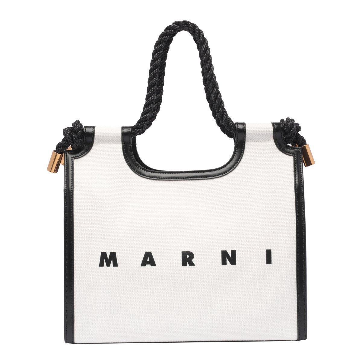 Marni Marcel Logo Printed Tote Bag