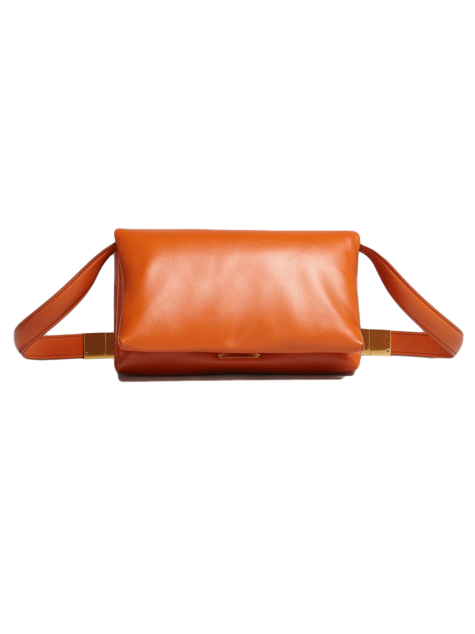 Marni Orange Calfskin Prisma Bag