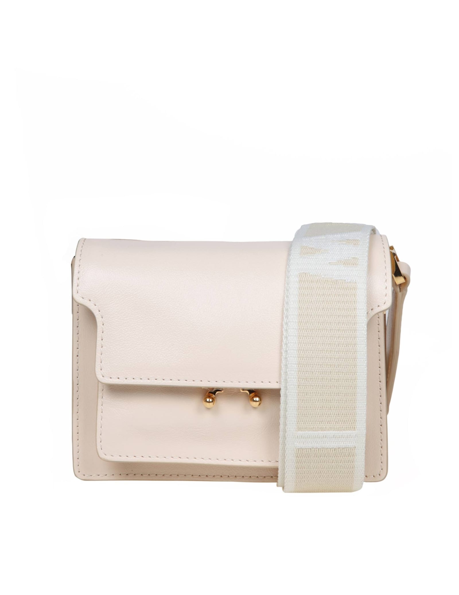 Marni Small Trunk Soft Shoulder Bag In Cream Color Leather