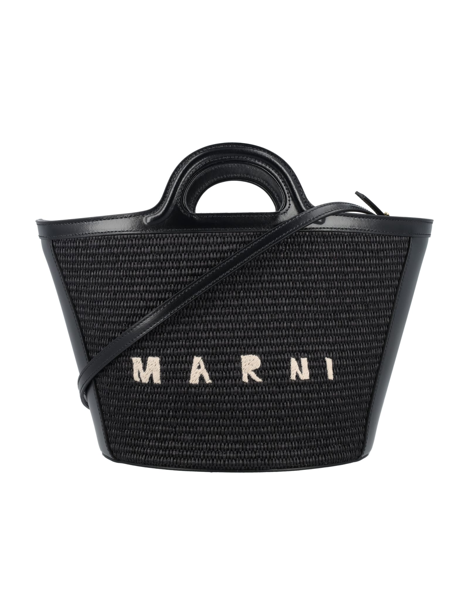 Marni Tropicalia Micro Bag In Leather And Raffia