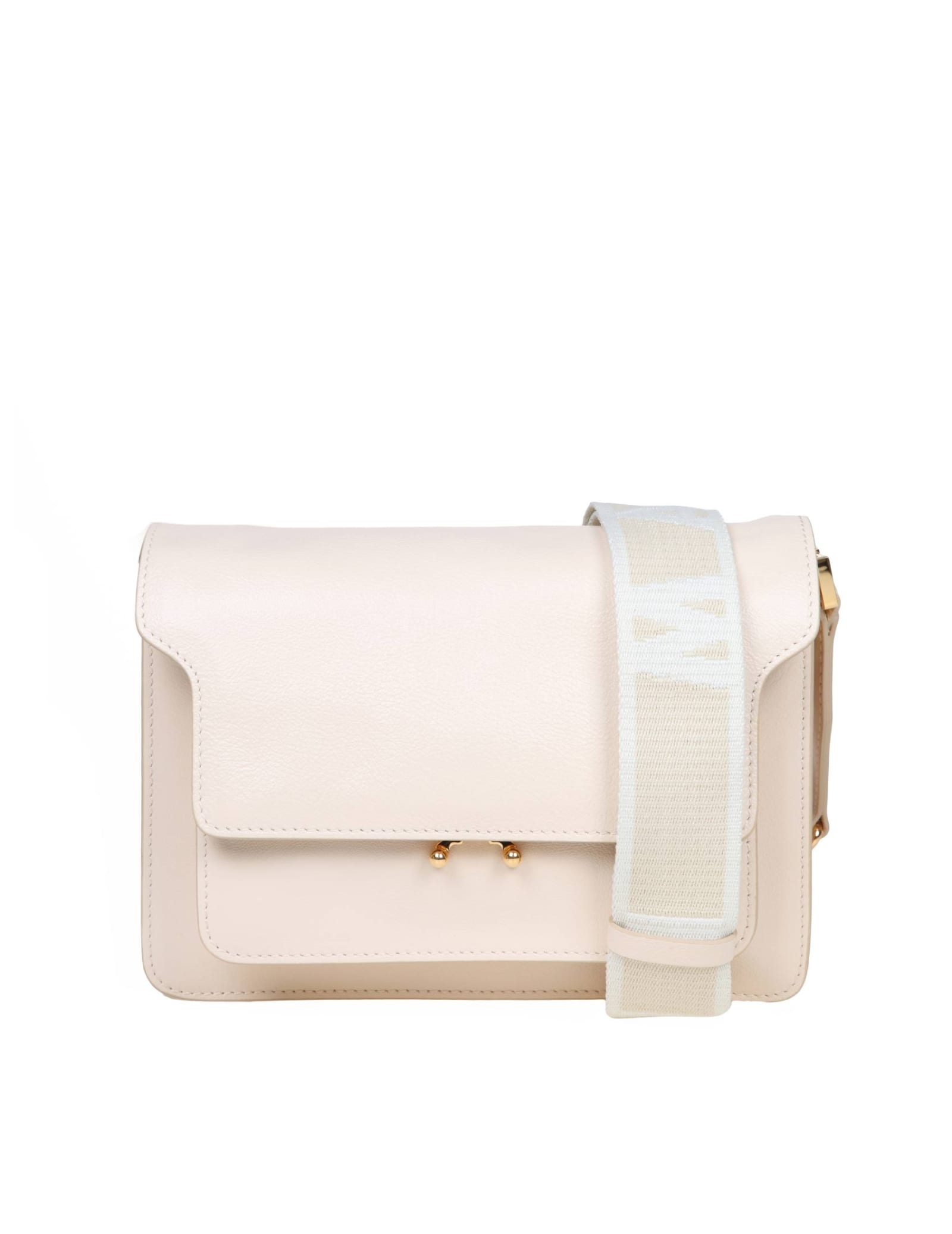 Marni Trunk Soft Shoulder Bag In Cream Color Leather