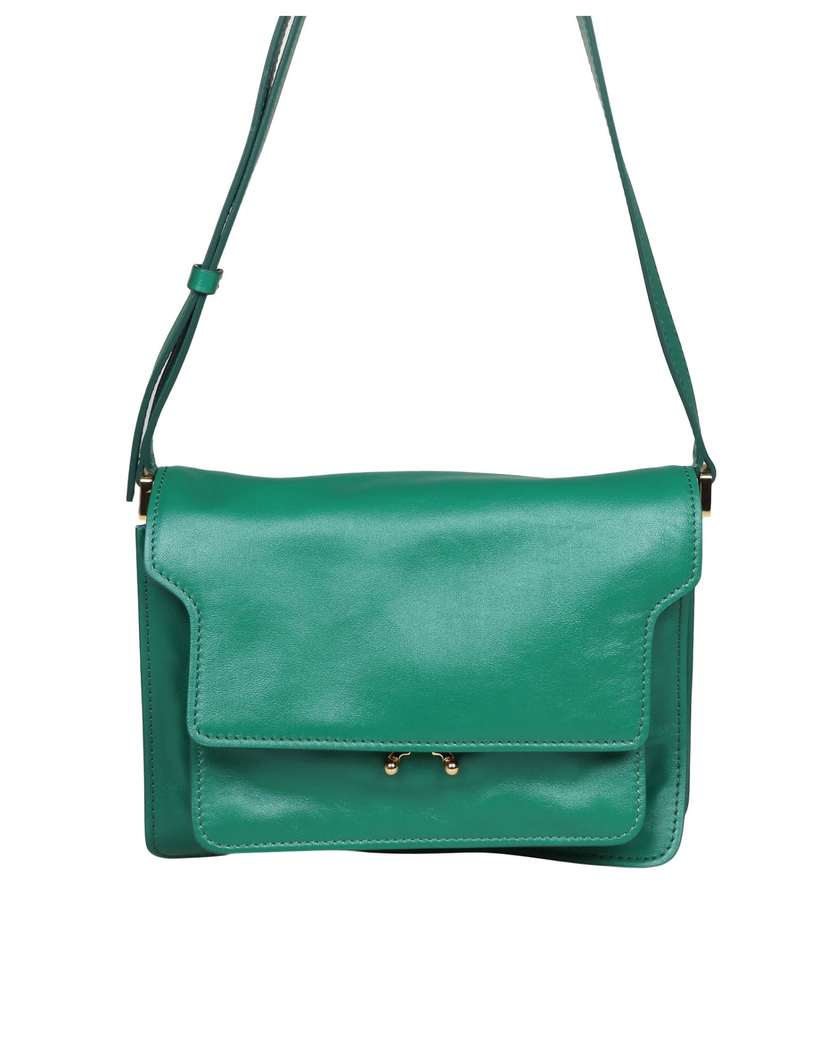 Marni Trunk Soft Shoulder Bag In Green Leather