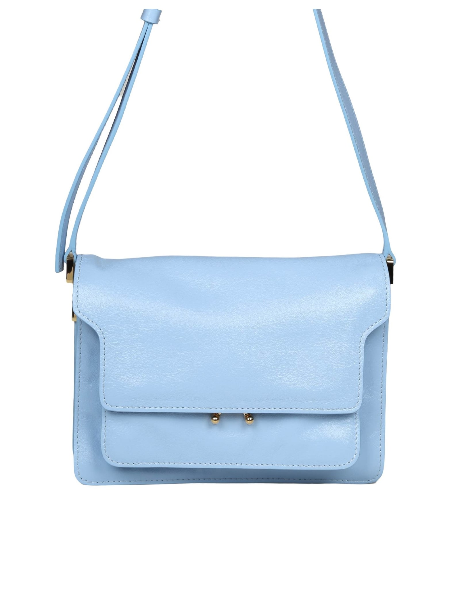 Marni Trunk Soft Shoulder Bag In Sky Blue Leather