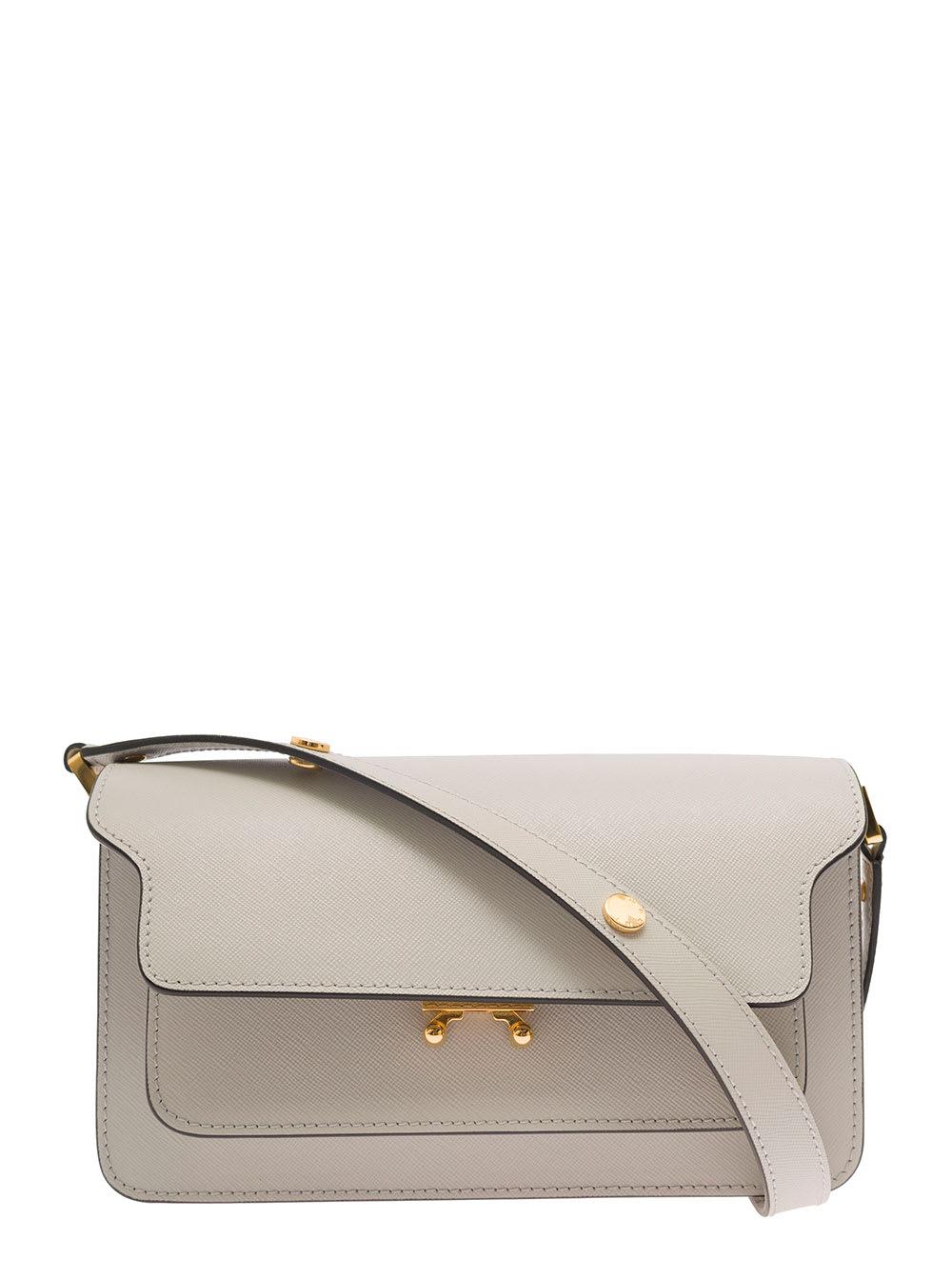 Marni Trunk White Shoulder Bag With Push-Lock Fastening In Leather Woman