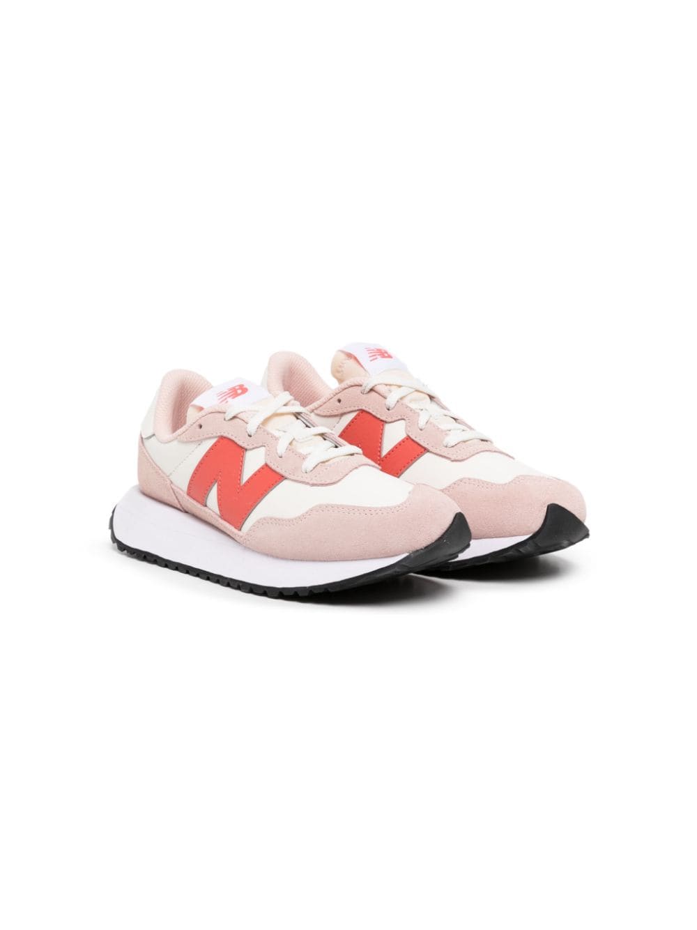 New Balance Kids colour-block panelled leather sneakers - WHITE PINK