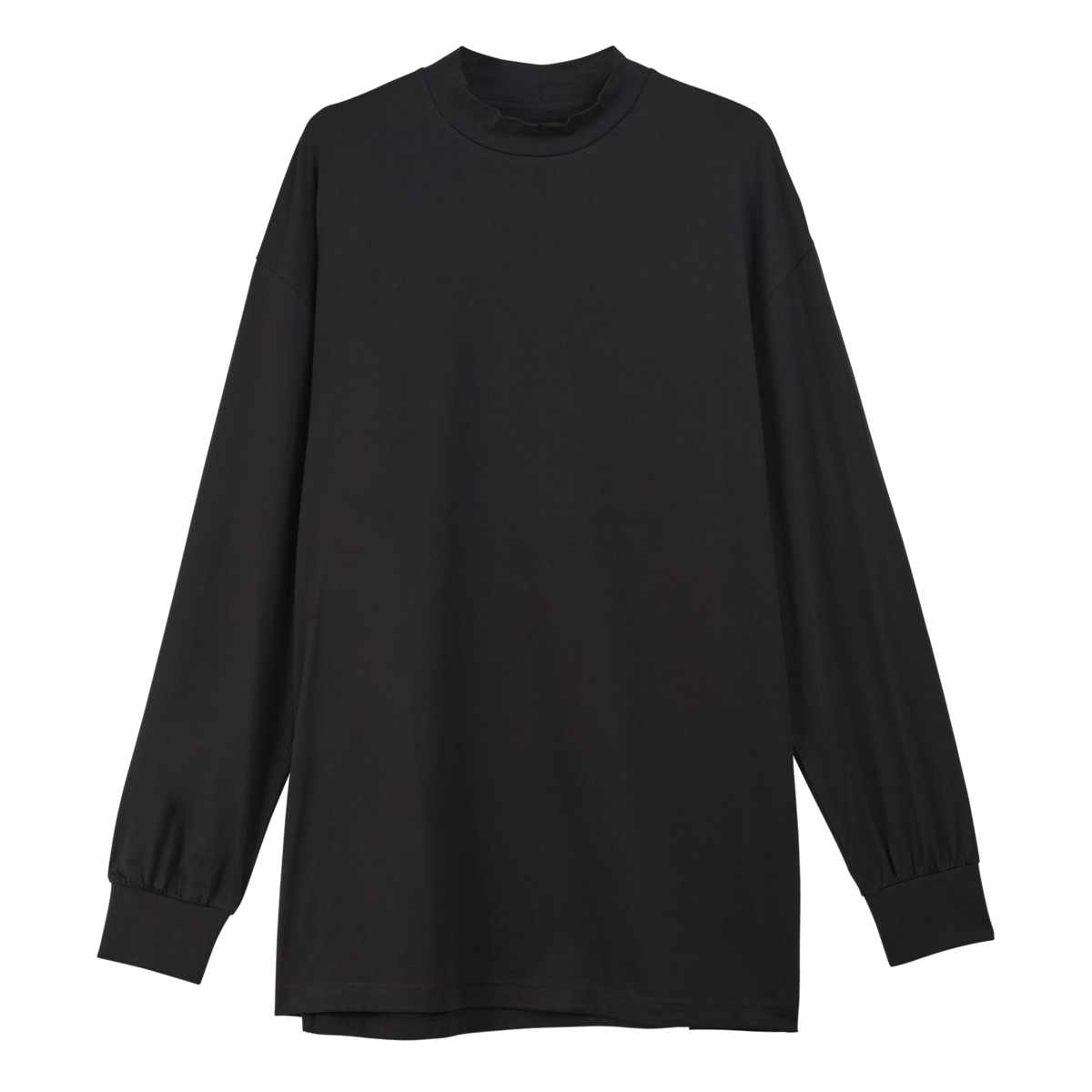 Oversized Mock Neck Long-sleeved T-shirt M Black