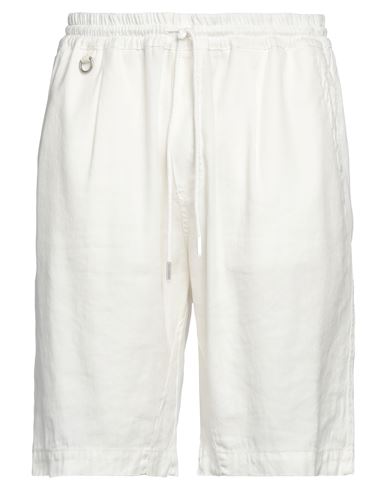 Paolo Pecora Man Shorts & Bermuda Shorts White Size 38 Linen, Cotton, Elastane