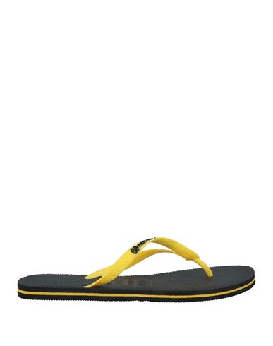 Philipp Plein Man Thong sandal Light yellow Size 11 Plastic