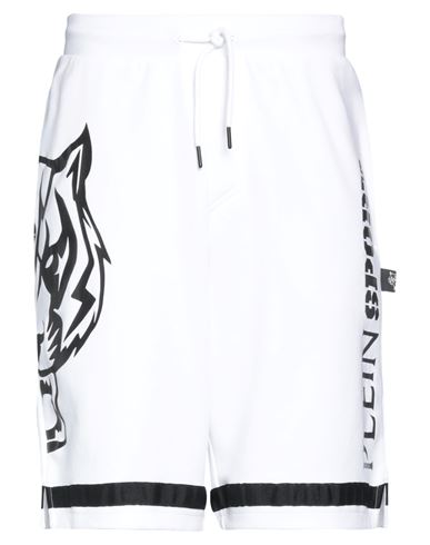 Plein Sport Man Shorts & Bermuda Shorts White Size XXL Cotton, Polyester