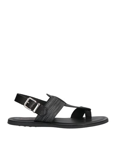 Pollini Man Thong sandal Black Size 8 Soft Leather, Textile fibers