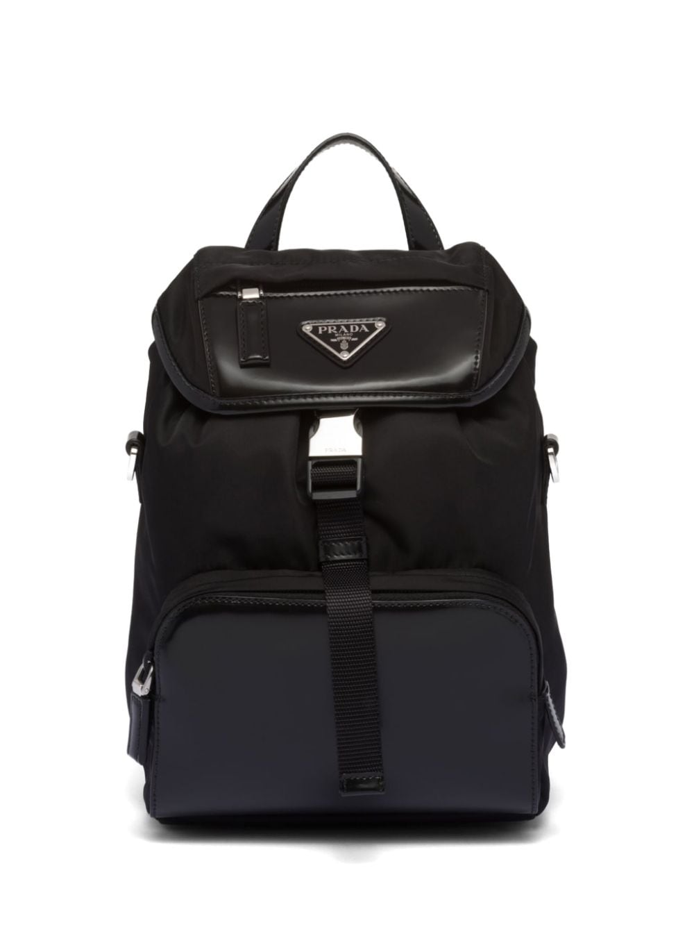 Prada triangle-logo panelled backpack - Black