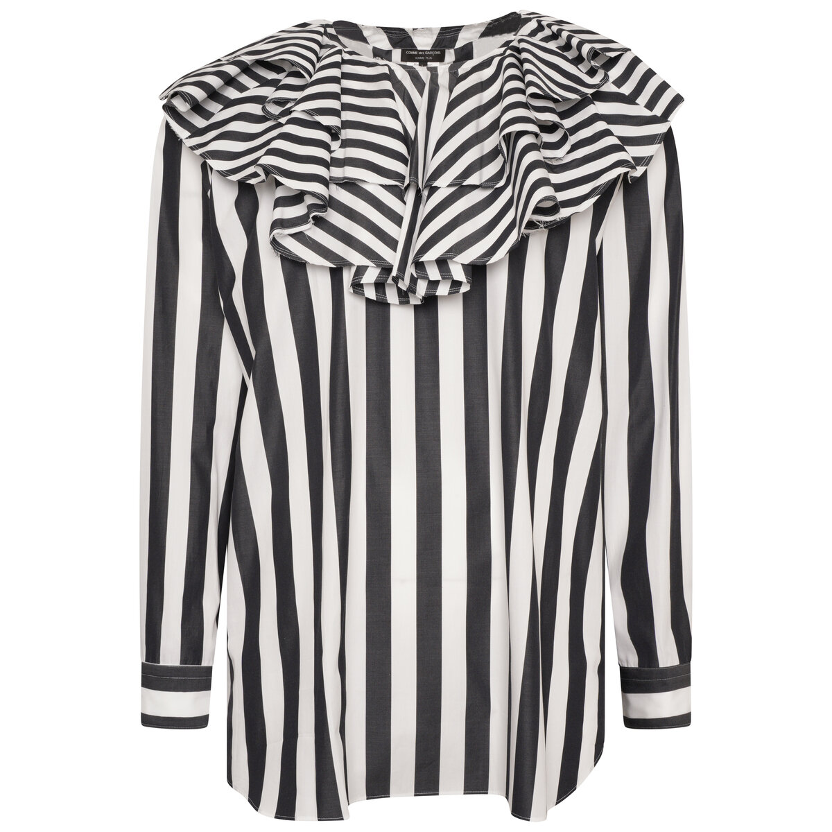 Ruffled Stripe Shirt L Black / White