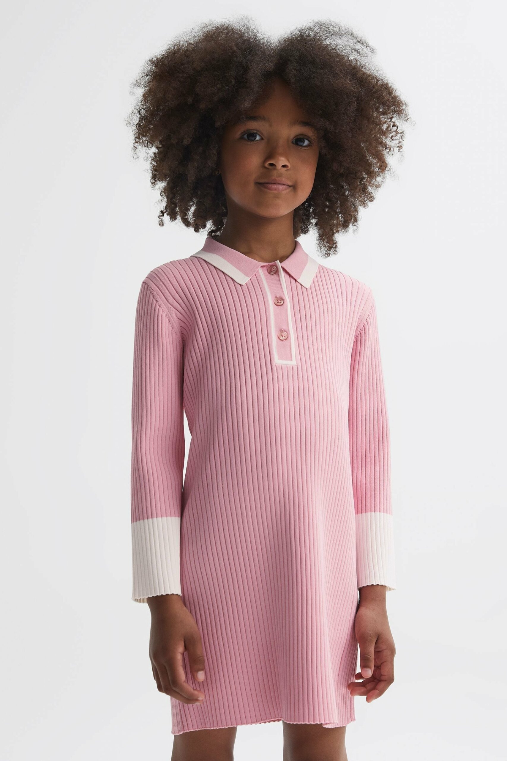 Sammy Senior Polo Dress - Pink Viscose Nylon knitted, Size: 12