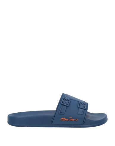 Santoni Man Sandals Navy blue Size 9 Rubber