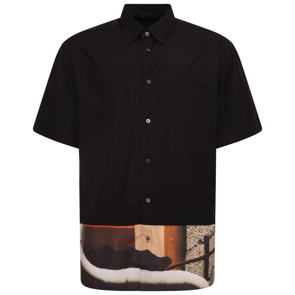 Short-sleeved Shirt With A Graphic Panel L Black