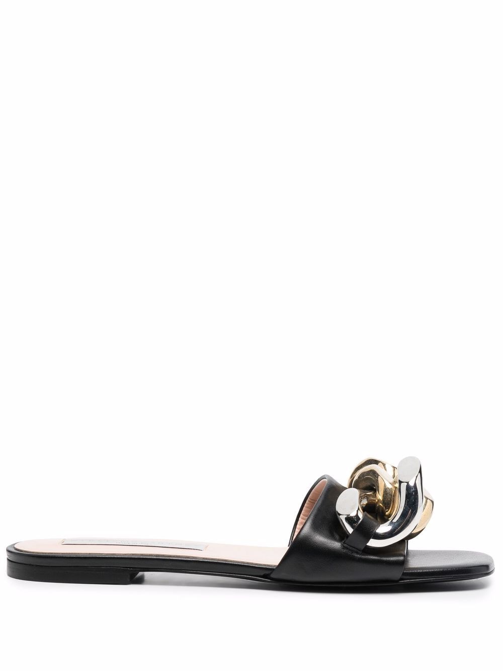 Stella McCartney Falabella chain-embellished flat sandals - Black