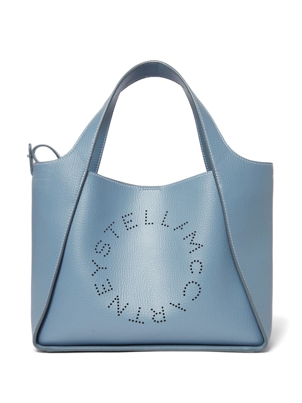 Stella McCartney Logo grained shoulder bag - Blue