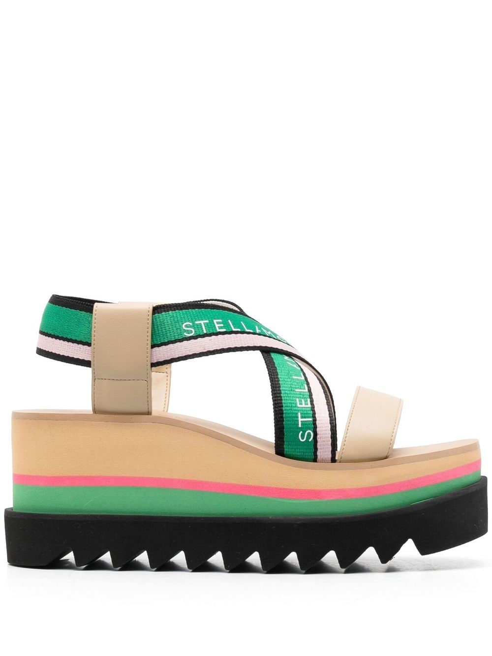 Stella McCartney Sneak-Elyse striped platform sandals - Neutrals