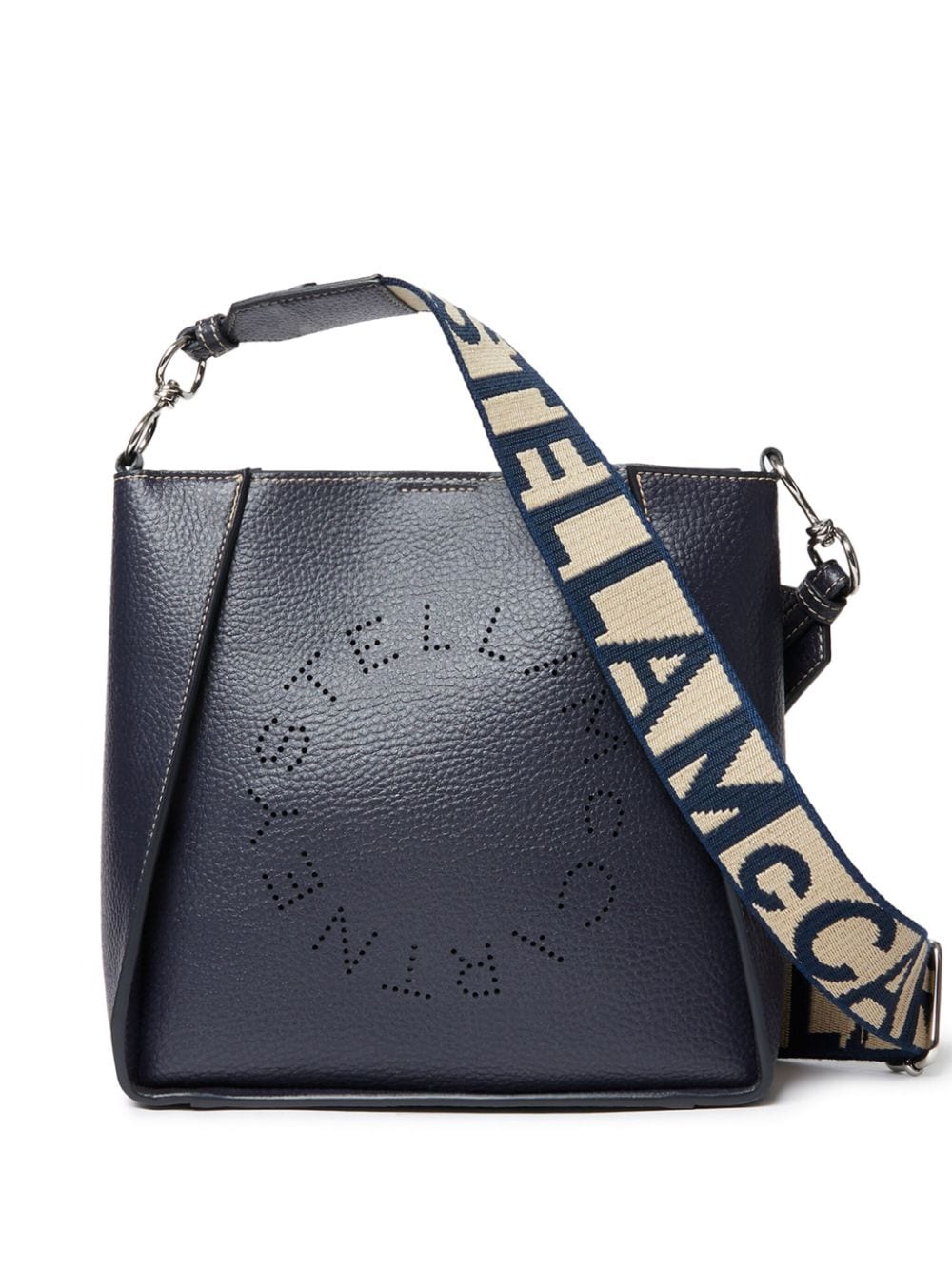 Stella McCartney perforated-logo grained shoulder bag - Black