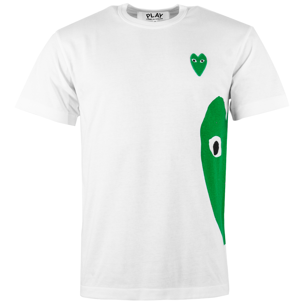 T062 Green Heart Side Print T Shirt S White