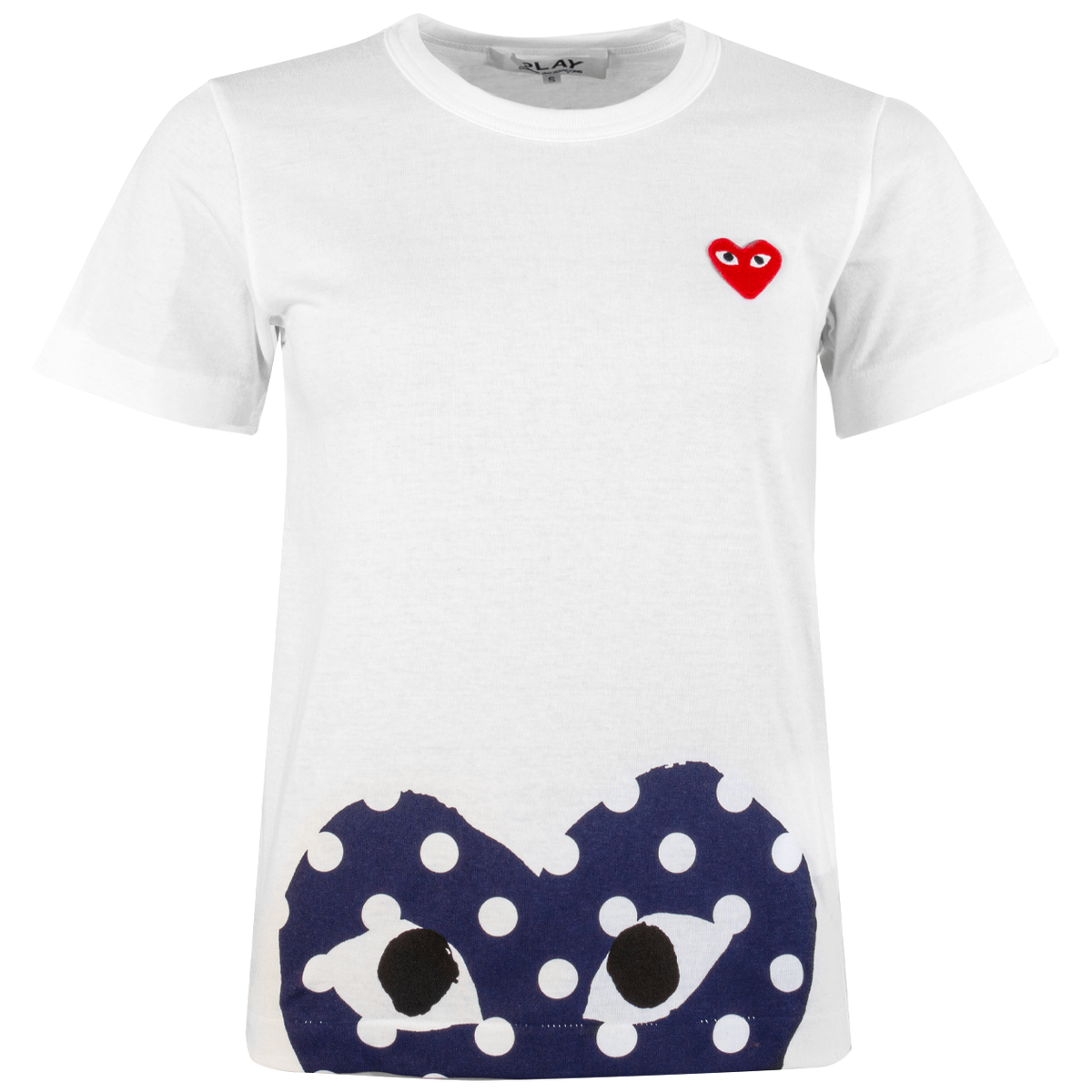 T235 Polka Dot Heart Logo T-shirt S White