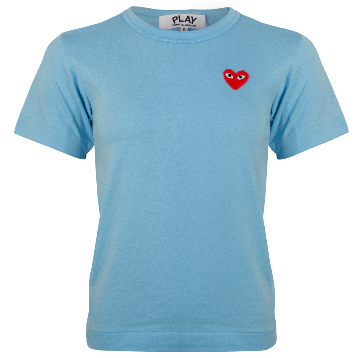 T271 Bright Red Heart T-shirt Blue L Light Blue