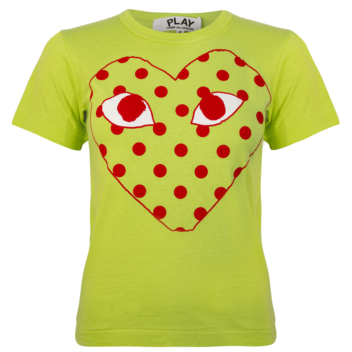 T275 Bright Spotted Heart Logo T-shirt Green Xs Lime