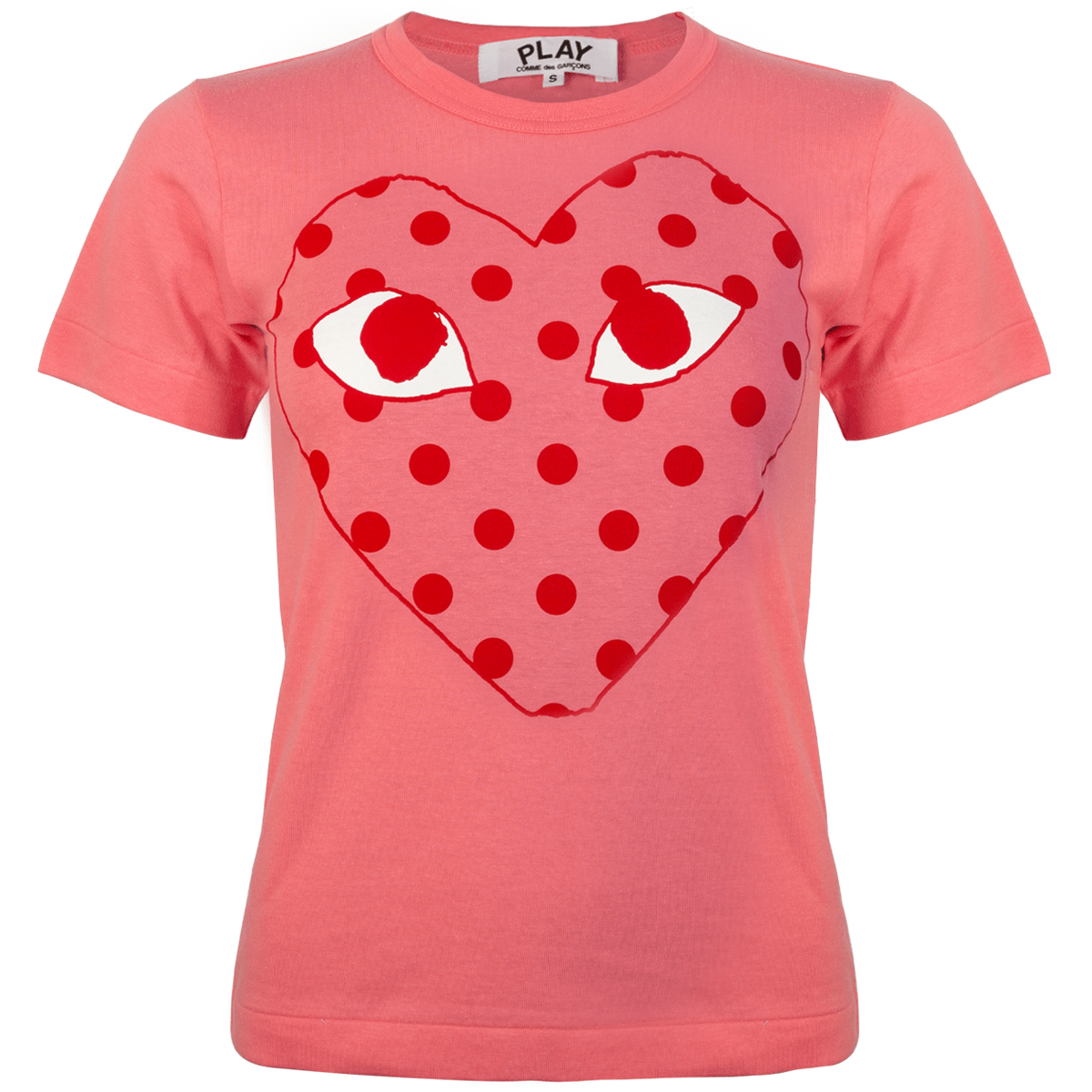 T275 Bright Spotted Heart Logo T-shirt Pink L Rose