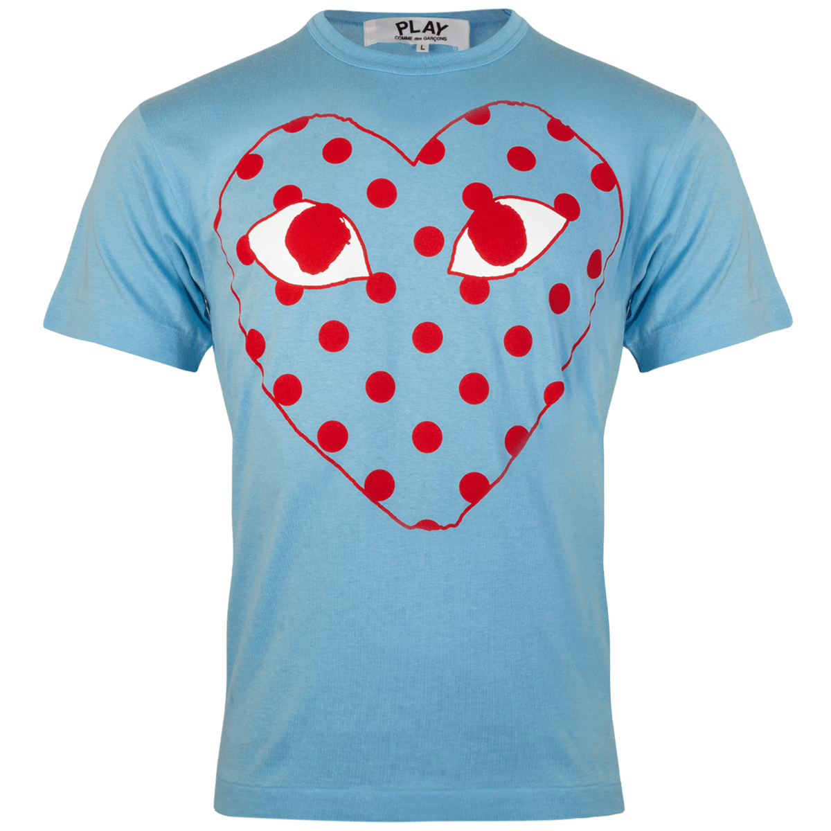 T276 Bright Spotted Heart Logo T-shirt Blue M Blue