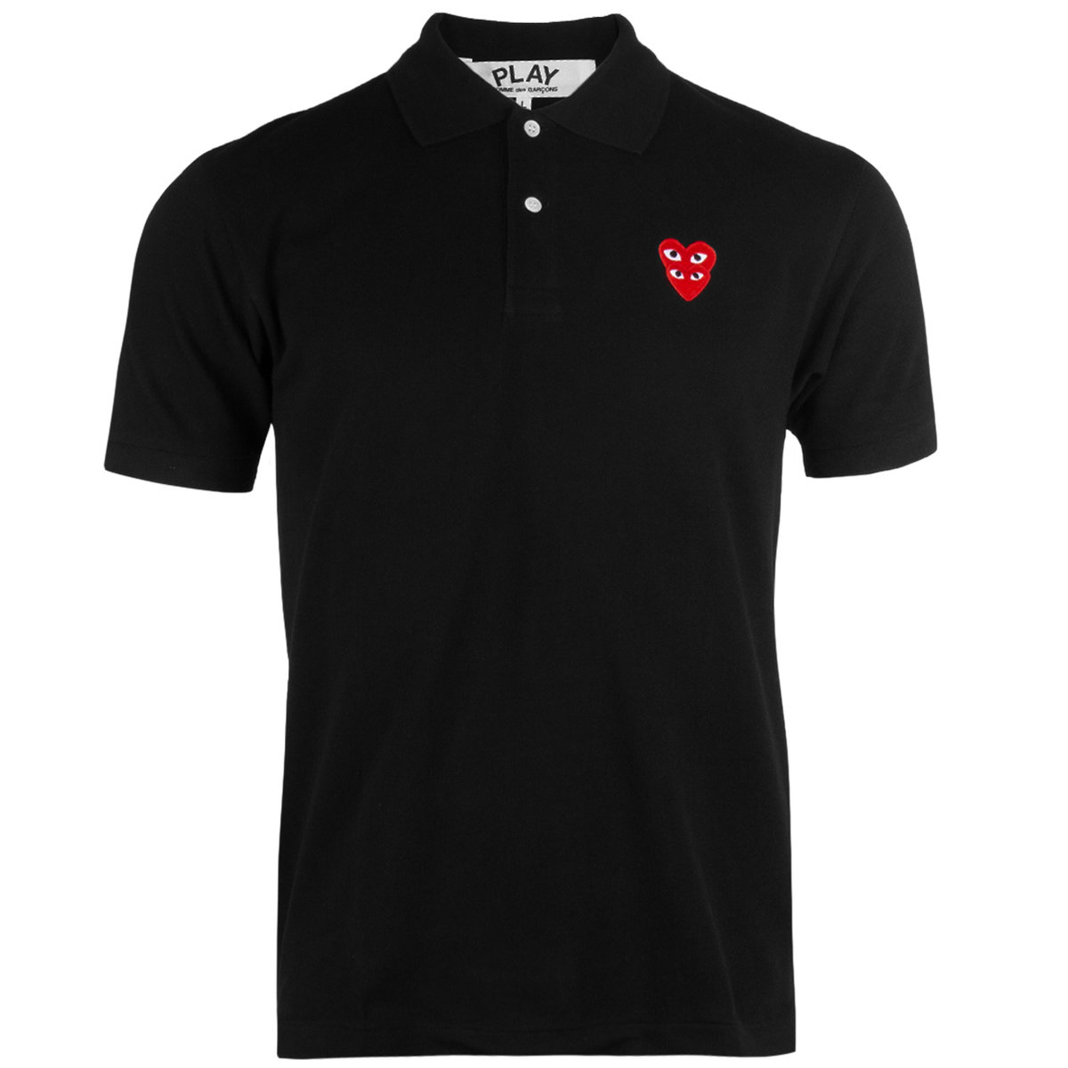 T290 Double Red Heart Polo Shirt Black L Black