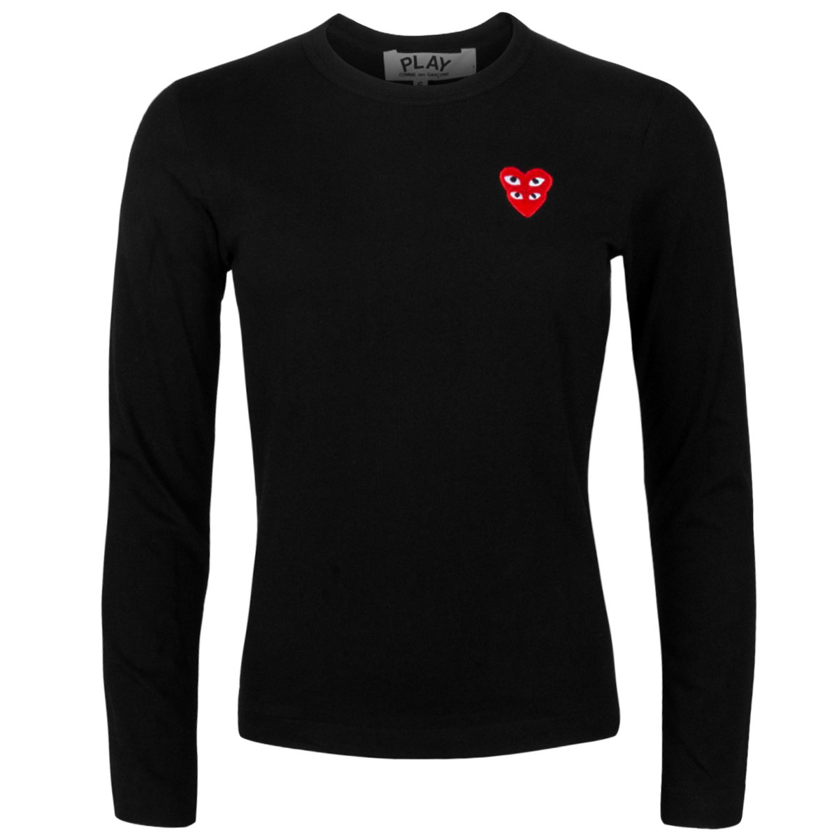T291 Long Sleeve T-shirt With Double Red Heart Black M Black