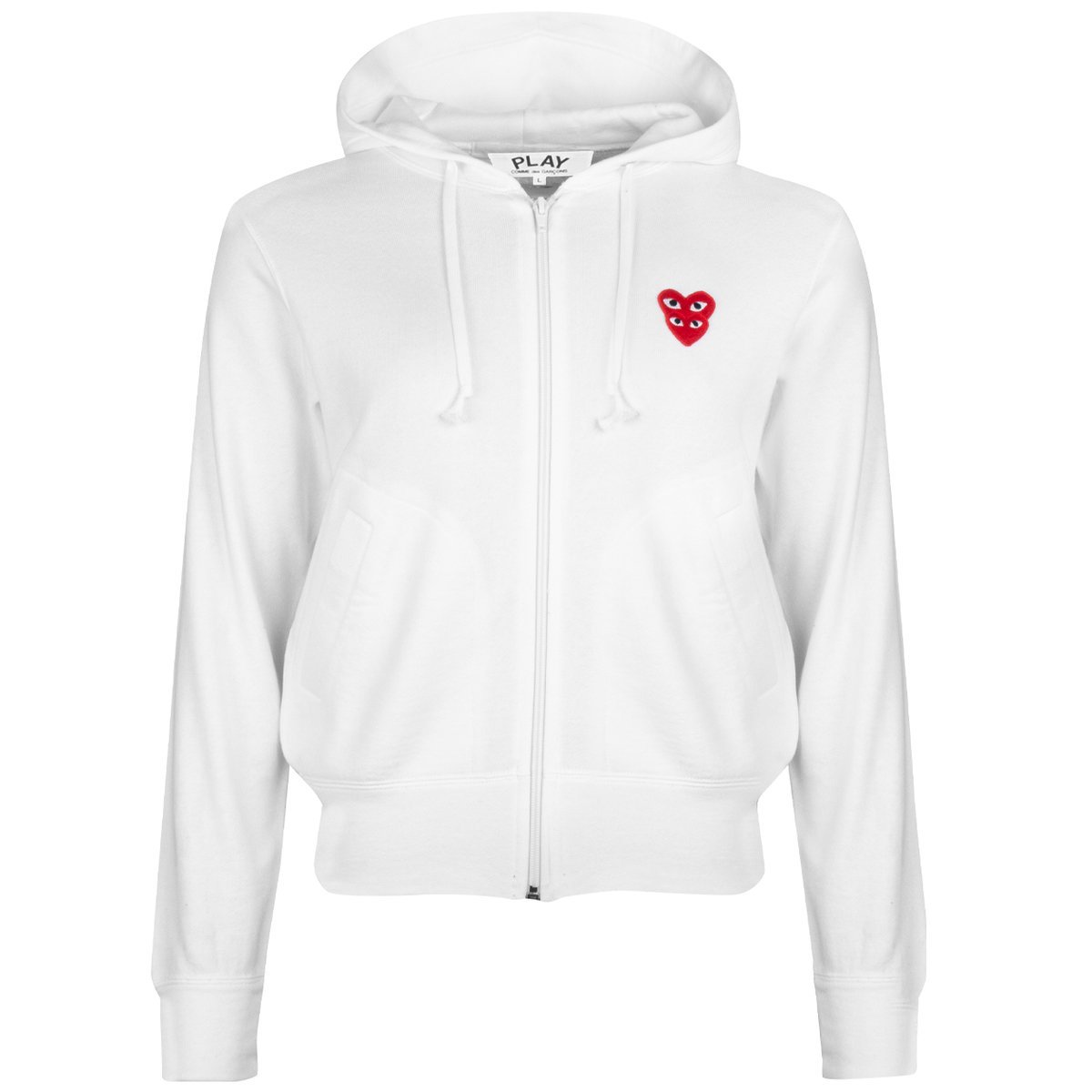 T293 Double Eye Red Heart Hoodie White S White