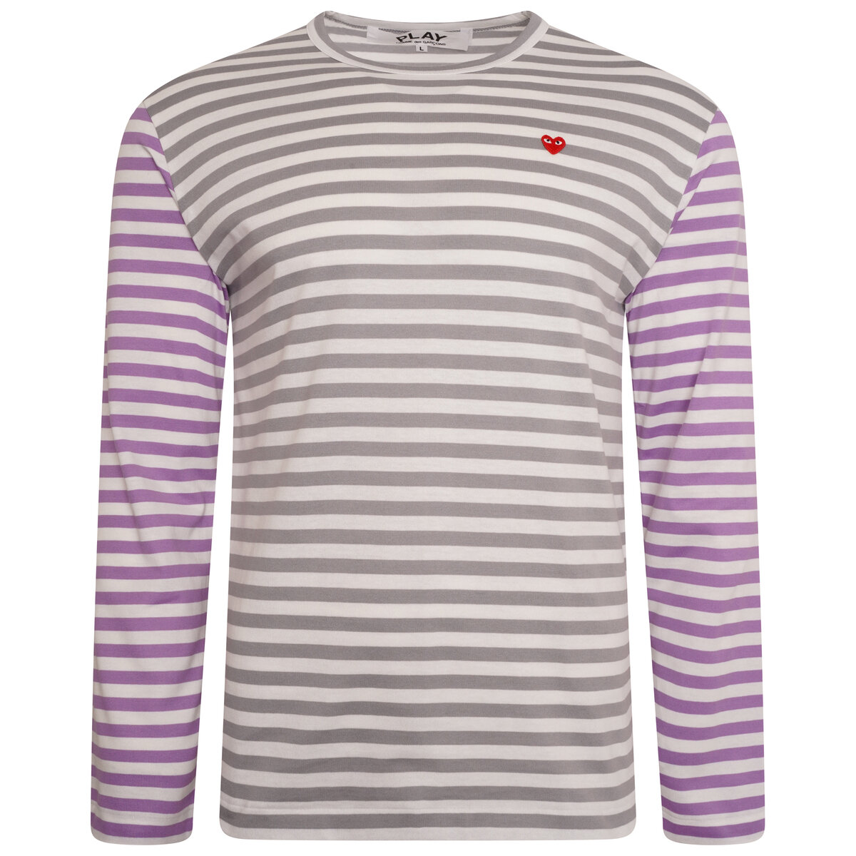 T318 Dual Striped Long Sleeve T-shirt Xl Grey/purple