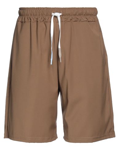 Takeshy Kurosawa Man Shorts & Bermuda Shorts Camel Size XL Polyester, Viscose, Elastane