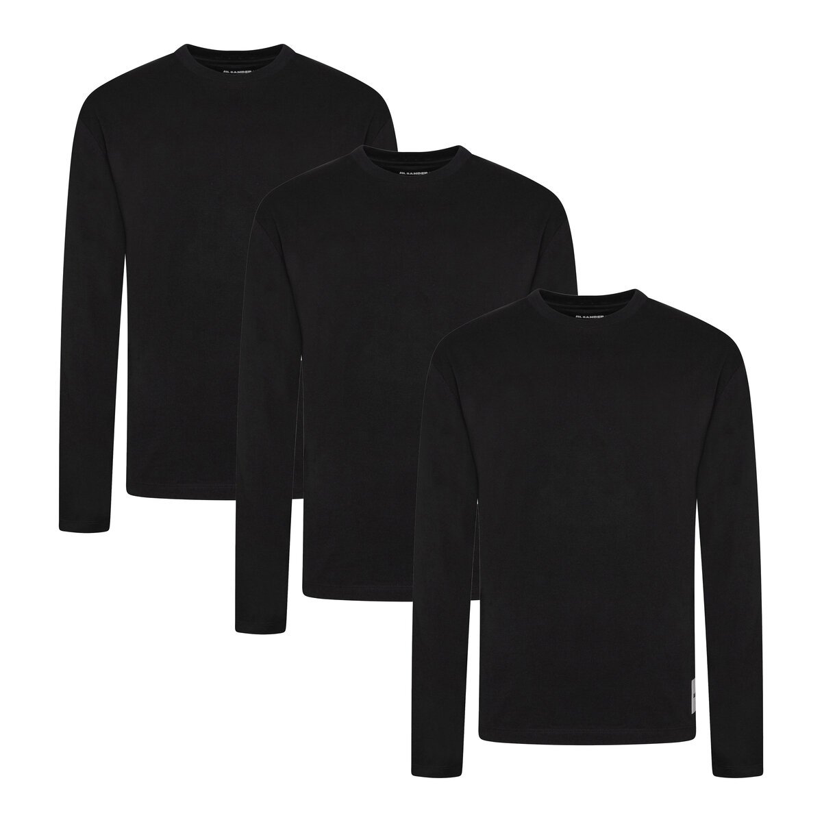 Three-pack Long-sleeved Cotton T-shirts L Black