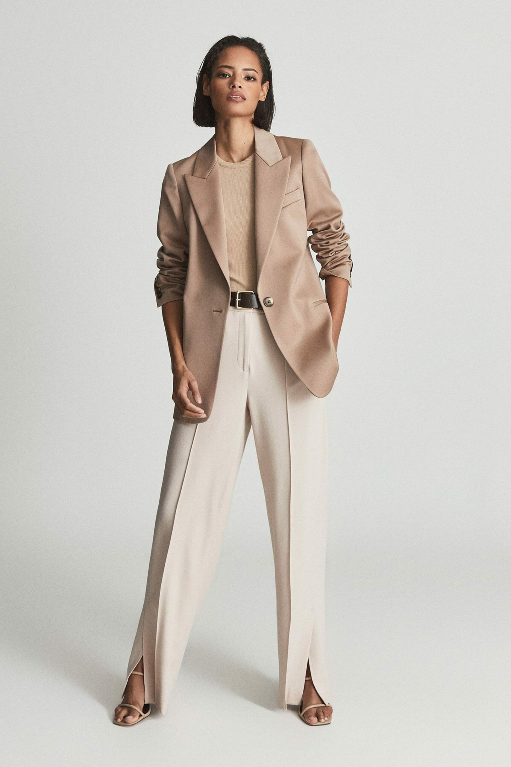 Tia - Pink Wide Leg Tailored Trousers