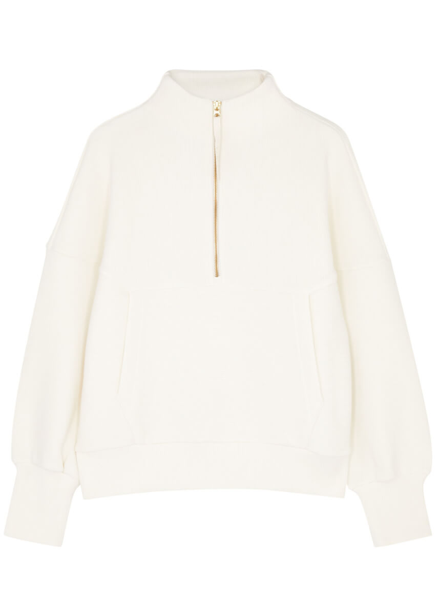 Varley Acadia Half-zip Stretch-jersey Sweatshirt, Sweatshirts, Cream - L (UK14 / L)
