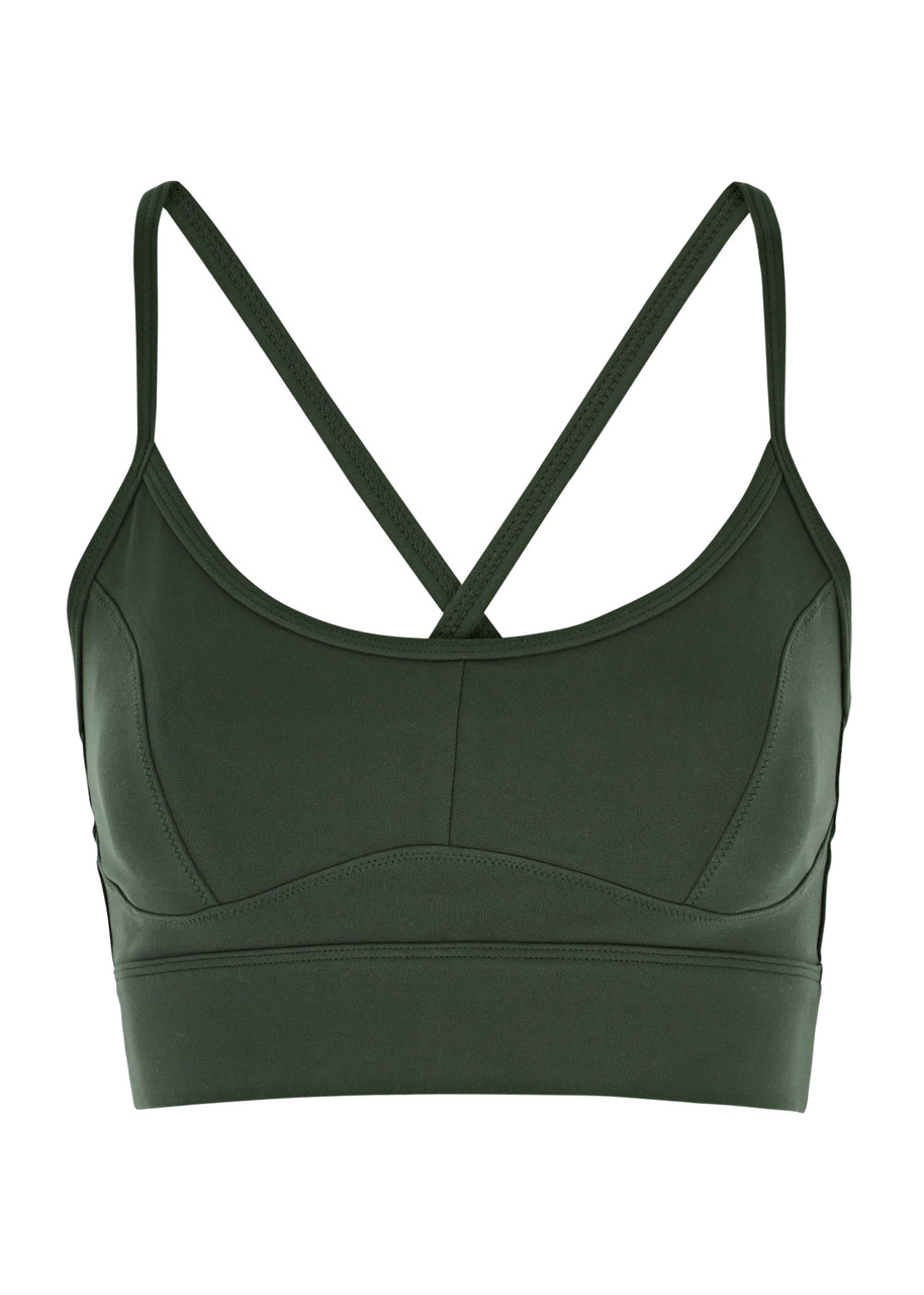 Varley Always Irena Stretch-jersey bra Top, Activewear, Dark Green, L - L (UK14 / L)