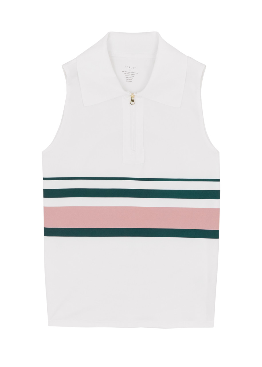 Varley Darnell Striped Stretch-jersey Polo top - White - L